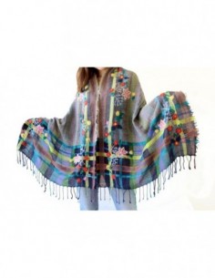 PASHMINA A CUADROS FLORES...