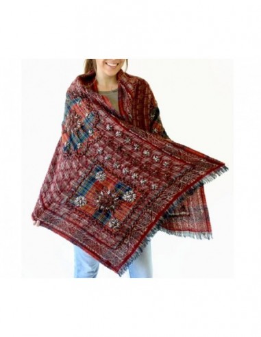 PASHMINA DE CUADROS CON FLORES...