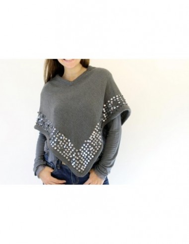 PONCHO TEJIDO ITALIANO CON LENTEJUELAS