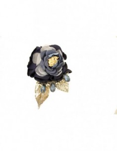 PRENDEDOR FLOR TELA CRISTALES