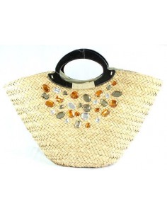 CANASTO DE PAJA CON PIEDRAS...