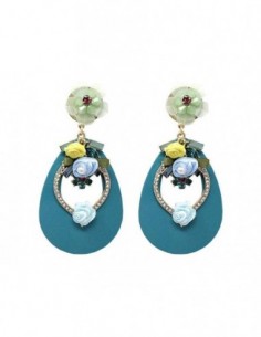 PAR DE AROS GOTA FLORES STRASS