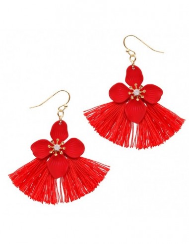 PAR DE AROS FLOR STRASS FLECOS