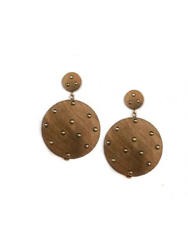 PAR DE AROS REDONDO MADERA CON TACHAS