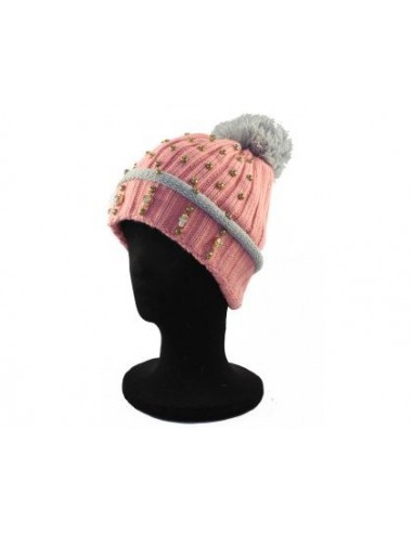 GORRO TEJIDO POMPON TACHAS