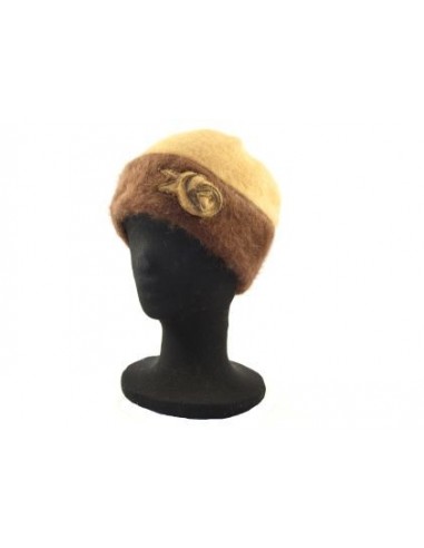 GORRO ITALIANO ANGORA 2 TONOS CON FLOR