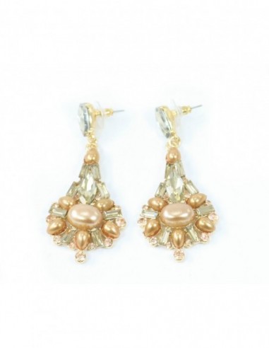 PAR DE AROS PERLAS BAGUETTE STRASS