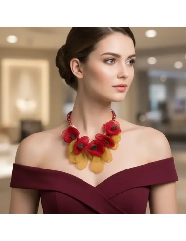 Collar Corto Petalos Organza 2 Tonos...
