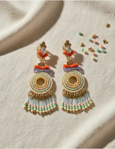 Par De Aros Clip Largos Multicolor...