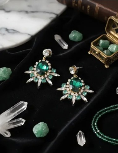 Par De Aros Colgantes Verde Esmeralda...