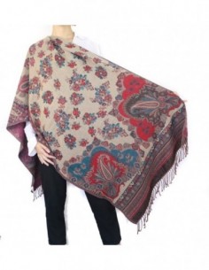 PASHMINA FLOREADA CON FLECOS