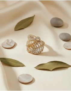 Anillo Hoja Dorado Dorado 2