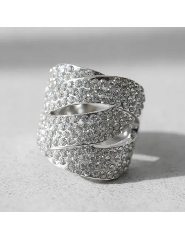 Anillo Con Strass Plateado Sello...
