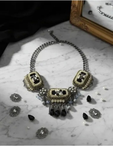 Collar Corto Cadena 3 Rectangulos Con...