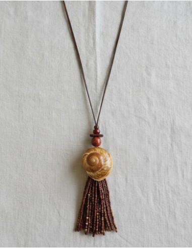 Collar Largo Cordon Marron Dije...
