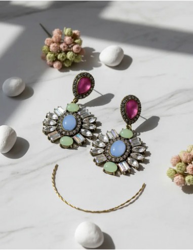 Par De Aros Colgantes Gota Fucsia...