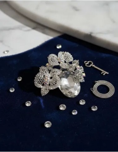 Prendedor Broche Flor Gota Cristal...
