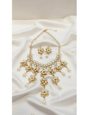 Conjunto Collar Aros Flores Simil...