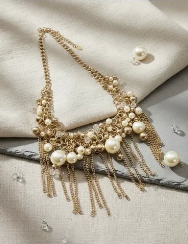 Collar Dorado Con Simil Perlas...