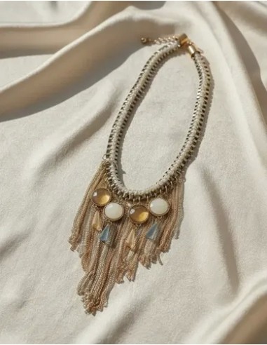 Collar Cadenitas Con Piedras Gris...