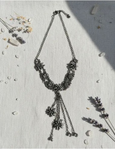 Collar Metal Flor Strass Importado...