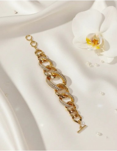 Pulsera Metal Entrelazada Con Strass...