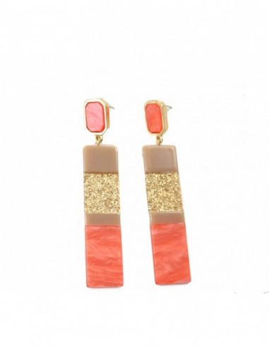 PAR DE AROS BARRA RESINA 3 TONOS