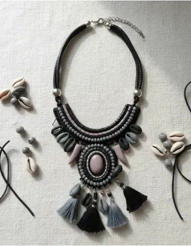 Collar Bohemio Con Borlas Cuentas...