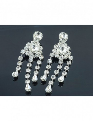 PENDIENTES FLOR 3 LINEAS STRASS