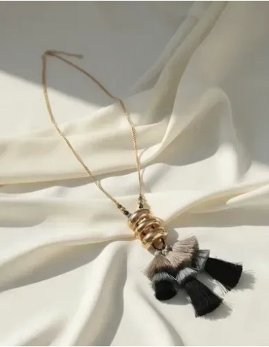 Collar Largo Metal Dorado Con Flecos...