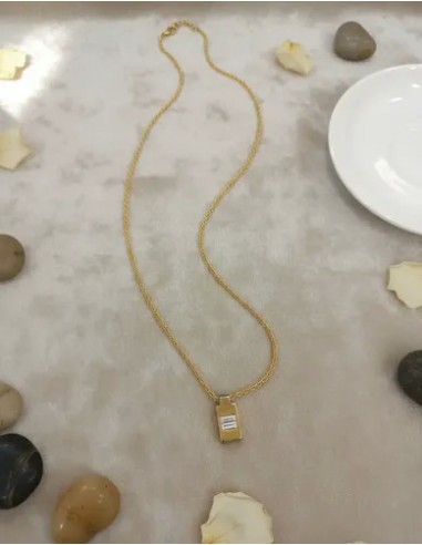 Collar Cadena Dije Rectangular Con...