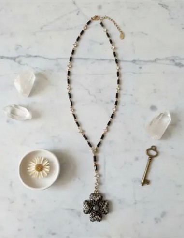 Collar Largo Metal Trebol Cristales...