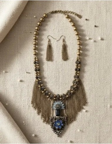 Conjunto Collar Aros Metal C/simil...
