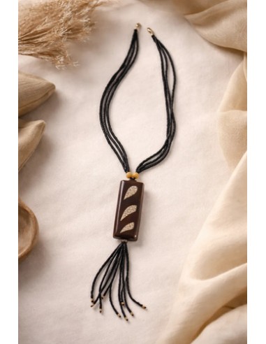Collar Largo Cuentas De Madera Con...