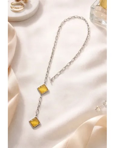 Collar Metal Cadena Con Cristales...