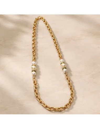 Collar Largo Metal Cadena Con Simil...
