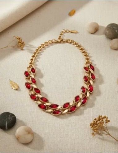 Collar Corto Cadena Con Piedras...