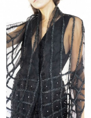 CHAL ORGANZA BORDADO LANA CON STRASS