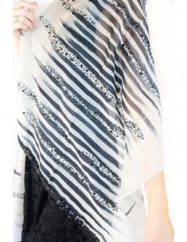 CHAL ORGANZA ACREBRADO CON LENTEJUELAS
