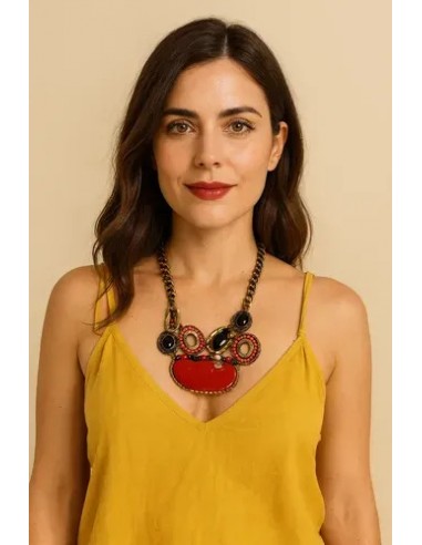 Collar Piedra Grande Metal Importado