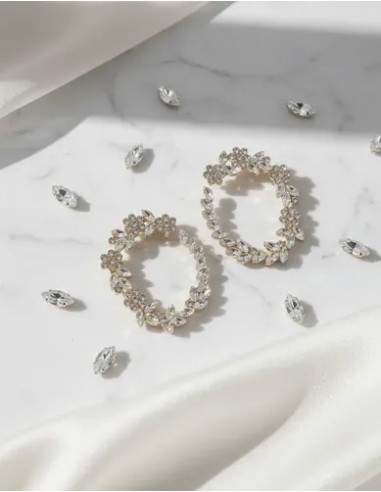 Aros Redondos Hojitas Strass...