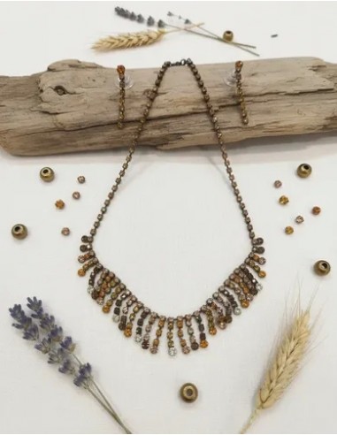 Conjunto Collar Aros Amarillo Strass...