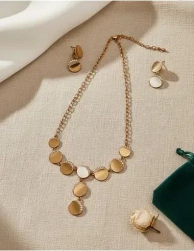 Conjunto Collar Aros Circulo Metal...