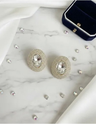 Aros Modernos Ovalados Con Strass...