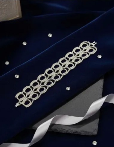 Pulsera En U Ancha Con Strass Importada
