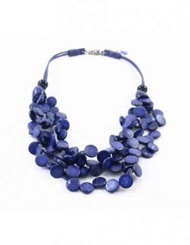 COLLAR CIRCULOS DE MADERA AZUL