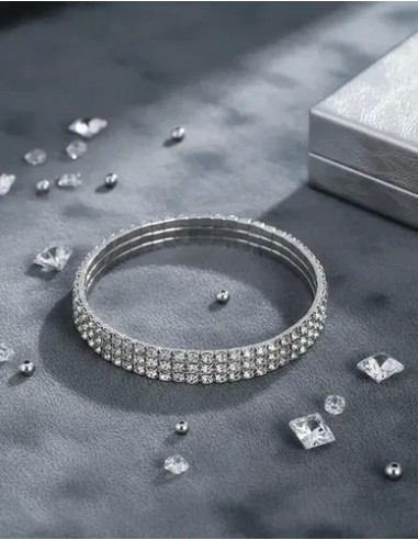 Pulsera Elastizada 3 Lineas Strass...