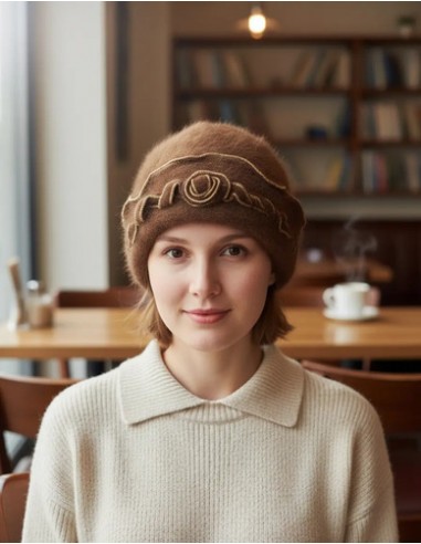Gorro Angora Con Flor Italianos Super...
