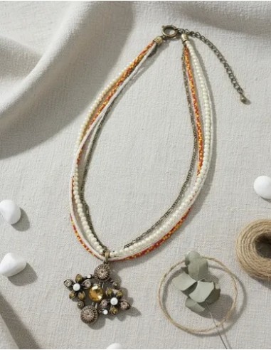 Collar Simil Perlas Cuentas C/dije De...