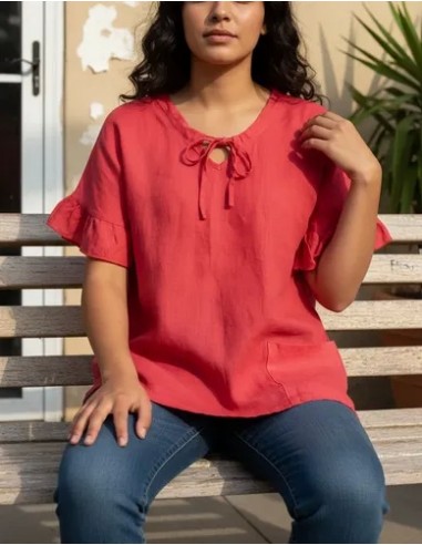 Blusa Camisola Puro Lino Lazo...